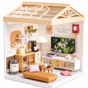 Dreamy mini house Woonkamer Livingroom met ledlamp DIY Modelbouw Knutselen