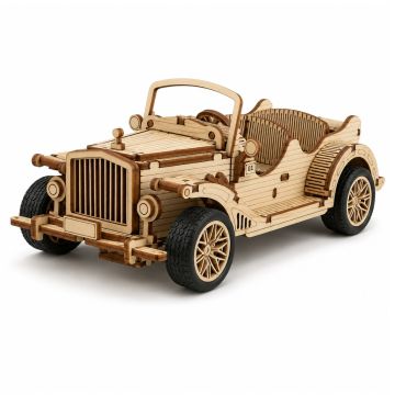 C.M. Klassieke Cabrio 65-delig met pull-back mechanisme Houten DIY Modelbouw