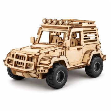 C.M. SUV Jeep 125-delig met pull-back mechanisme Houten DIY Modelbouw