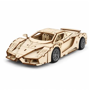 C.M. Off-Road Auto met Pull-Back Mechanisme Houten DIY Modelbouw