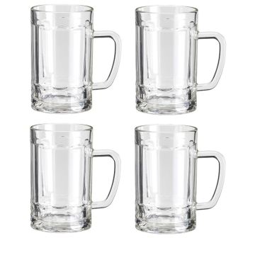 Bierpul bierglas van helder glas inhoud van 380ml set van 4