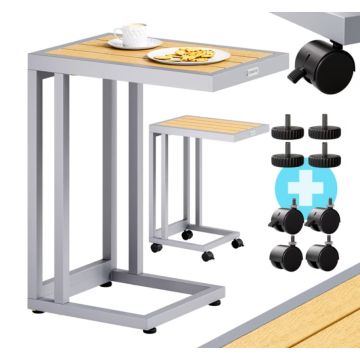 Bijzettafel zilver naturel WPC 65.5x50x40cm