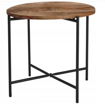 Bijzettafel Salontafel rond 42 cm acaciahout metaal