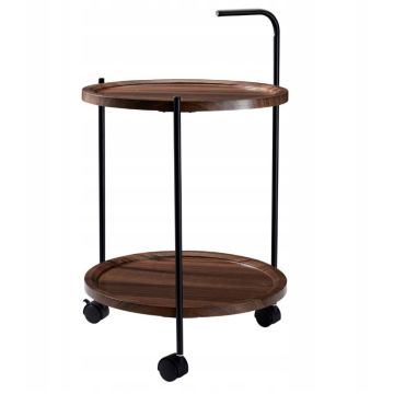 Bijzettafel Salontafel op wielen 40x40x67 cm donkerbruin