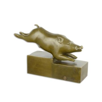 Bronzen art deco beeld van een zwijn