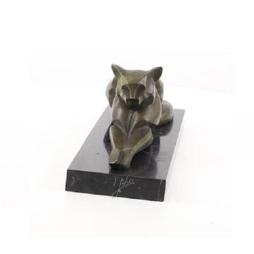 MODERNISTISCH BRONZEN BEELD VAN EEN LIGGENDE KAT