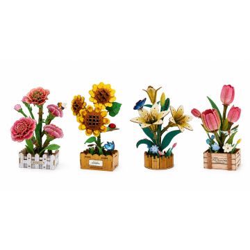 PlayfulMario Bloemenset 4 delig Houten Modelbouwset  Creatief & Educatief
