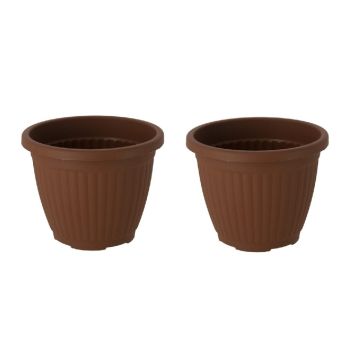 Bloempot Terra voor binnen & buiten - hoogwaardig kunststof - Ø 12.5 x H 10 cm - set 2 stuks