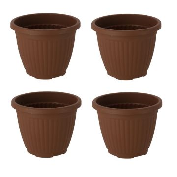 Bloempot Terra voor binnen & buiten - hoogwaardig kunststof - Ø 12.5 x H 10 cm - set 4 stuks