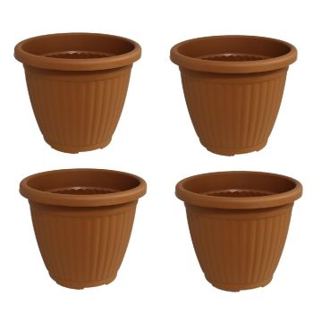 Bloempot Terra voor binnen & buiten - hoogwaardig kunststof - Ø 16 x H 13 cm - set 4 stuks