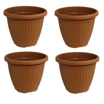 Bloempot Terra voor binnen & buiten - hoogwaardig kunststof - Ø 20 x H 16 cm - set 4 stuks
