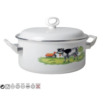 Braadpan stoofpan met deksel Ø 22cm gegoten aluminium geglazuurd geschikt voor alle warmtebronnen  4 L