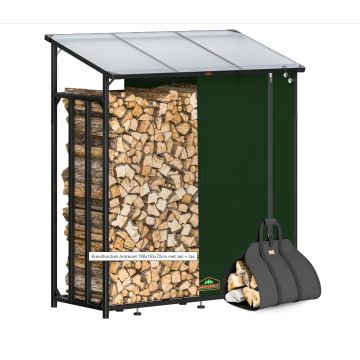 Brandhoutrek Antraciet 198x163x70cm met zeil + tas