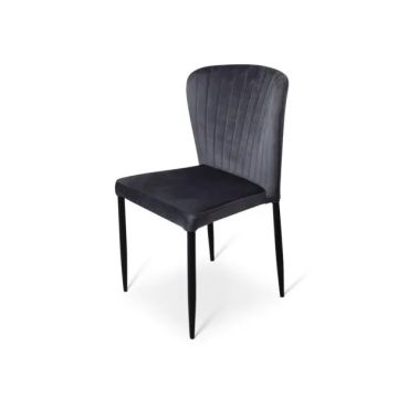 Stapelstoel Brooklyn metalen frame zitting velours Antraciet