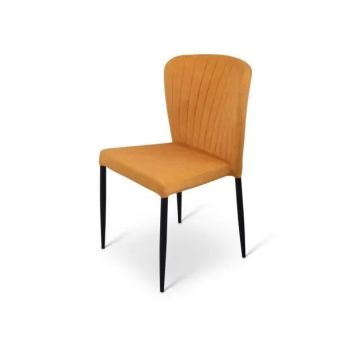 Stapelstoel Brooklyn metalen frame zitting velours Okergeel