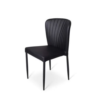 Stapelstoel Brooklyn metalen frame zitting kunstleder zwart