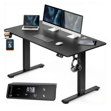 Hoogteverstelbaar bureau zwart 140x70x72-117cm