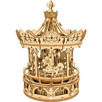 Robotime Romantische Carrousel Houten Modelbouw Muziekdoos DIY 