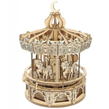 PlayfulMario Carrousel met muziek Houten Modelbouwset 274 Onderdelen Modelbouw