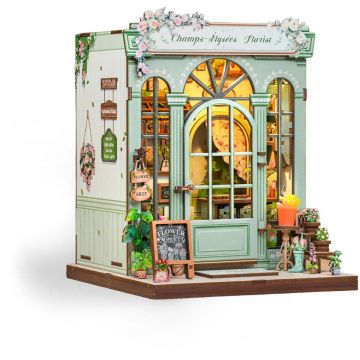 CuteBee Miniatuurhuisje Champs-Élysées Florist – Houten 3D Puzzel DIY Bouwpakket voor Volwassenen Modelbouw