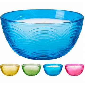Citronella kaars in glazen kom set van 2 stuks Blauw
