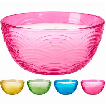 Citronella kaars in glazen kom set van 2 stuks Roze