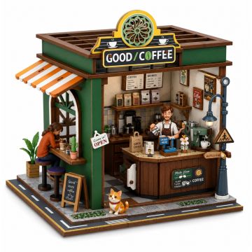 PlayfulMario Koffiebar - Coffee Shop met verlichting 120 onderdelen Modelbouw