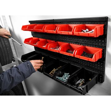 Wandpaneel met 30 opbergboxen