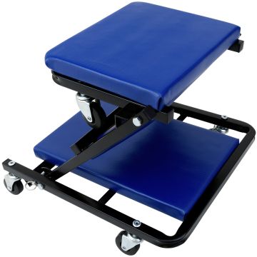 Monteursbed Blauw Zwart Metaal 92x44x12cm Stoel 150kg