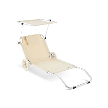 Ligbed Crete Beige Alu met wielen