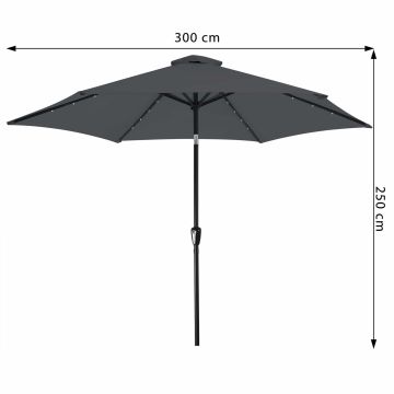 LED Zonne Parasol Florida Antraciet Ø300cm