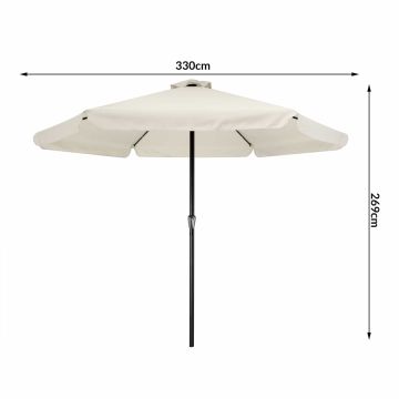 Parasol Athene Crème Ø330cm Lampjes op Zonne Energie