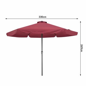 Parasol Athene Rood Ø330cm Lampjes op Zonne Energie