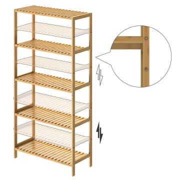 Staande plank Badkamerkast Bamboe 130x60x26cm in hoogte verstelbare planken