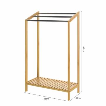 Handdoekenrek Bamboe met Stangen RVS