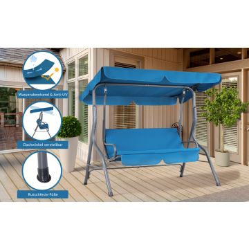 Hollywood Tuinschommel Blauw met Zonnedak