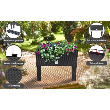 Hoge Plantenbak Antraciet Kunststof 60x25x46cm