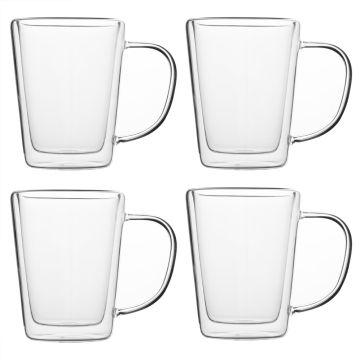 Theeglazen set van 4 elk 250ml dubbelwandig