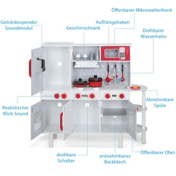Speelgoedkeuken Hout 91x33x86cm incl Toebehoren