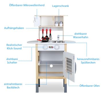 Speelgoedkeuken Hout 57x29,5x77cm incl Toebehoren