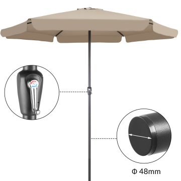 Parasol Maui Taupe Ø330cm UV-bescherming 80+