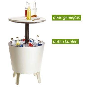 Drankkoeler Bijzettafel Wit/Bruin Ø50cm 30L