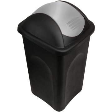 Vuilnisbak Zwart/Zilver Kunststof 60L