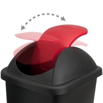 Vuilnisbak Zwart/Rood Kunststof 60L
