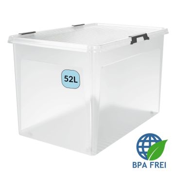 Opbergdoos Transparant met wieltjes 60x40x35cm - 52L