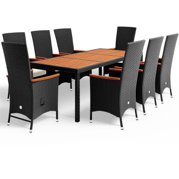 Polyrotan Tuinset Rio 9-tlg Zwart