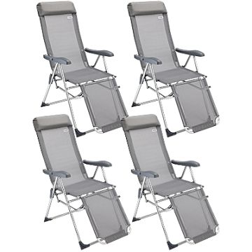 Tuinstoel 4 stuks Grijs Aluminium