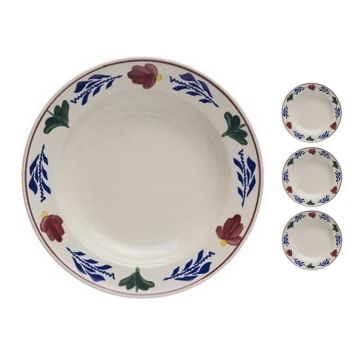 Boerenbont diep eetbord 24cm set van 4 stuks