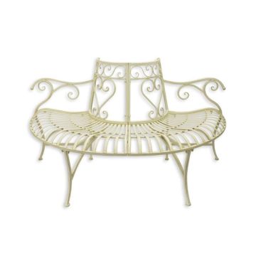 Demi ronde ijzeren witte boom bank