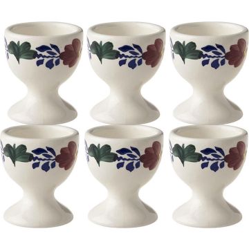 Boerenbont Eierdopjes Aardewerk set van 6 stuks